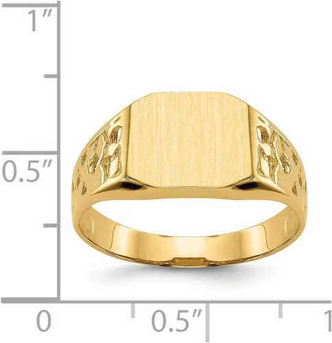 Vista 7 de Anillo de sello con monograma grabable de oro amarillo sólido de 14 k para hombre, talla 9, Metal