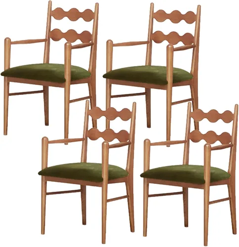 Vista 32 de Sillas de comedor tapizadas, silla de cocina con respaldo, silla de sala de estar con brazos versátil asiento de comedor de granja, sillas