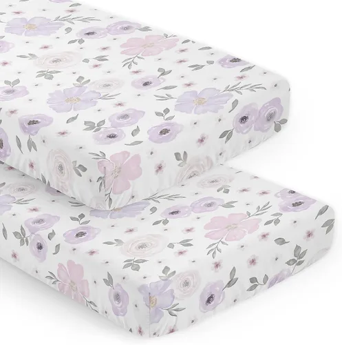Vista 7 de Sweet Jojo Designs Sábanas ajustables para cuna de bebé (morado sólido) para niñas, guardería infantil, habitación de niños pequeños