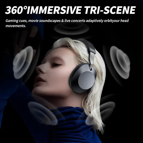 Vista 2 de SOMIC Air One ANC - Auriculares inalámbricos Bluetooth, audio espacial personalizado, cancelación activa de ruido híbrida, auriculares Bluetooth