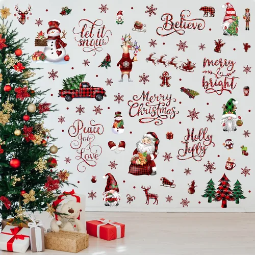 Vista 10 de Calcomanías de pared de pan de jengibre de Navidad, 12 hojas, calcomanías de pared de Navidad, decoración de pan de jengibre, calcomanías de vinilo
