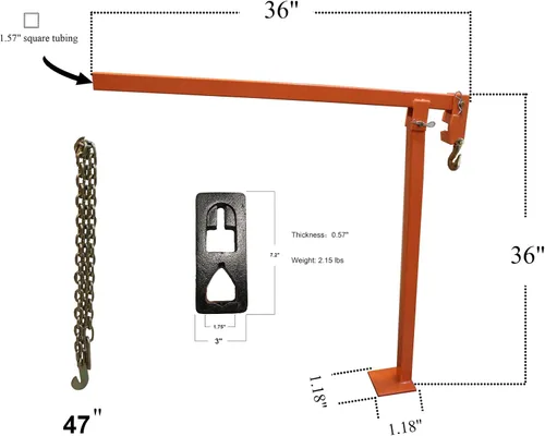 Vista 3 de Extractor de poste en T, extractor de poste de valla resistente con cadena de elevación de 47 pulgadas y tirador de placa en T, extractor de poste