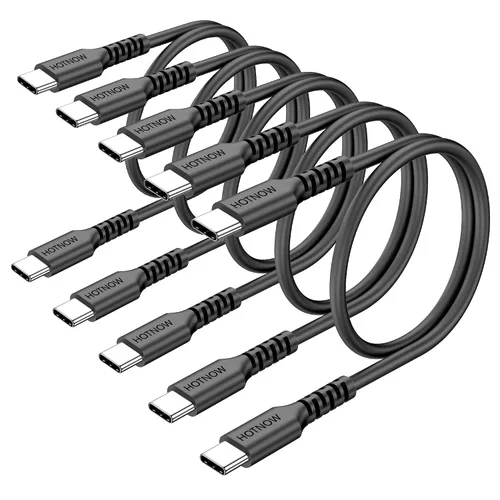 Vista 11 de Cable USB C a USB C de 0.5 pies, 5 unidades, cables cortos de carga rápida Negro