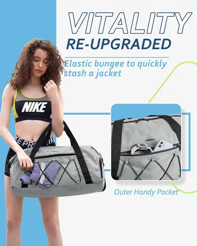 Vista 2 de BAGSMART - Bolsa de gimnasio para hombres y mujeres, bolsa de viaje deportiva con compartimento para zapatos y bolsillo húmedo, bolsa de lona