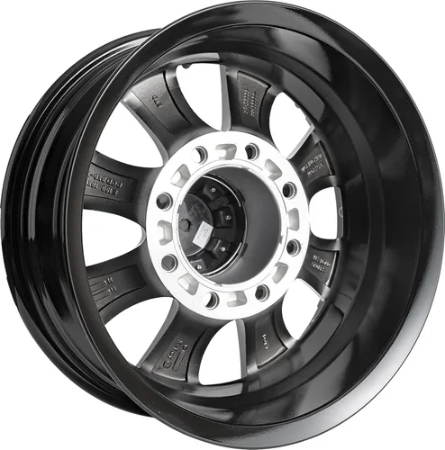 Vista 3 de Serie Viking 16" x 6" 8 On 6.5 Rueda de Aluminio con Labio y Cara Mecanizados Acabado Negro Brillante con Tapa Negra SKU Actualizado