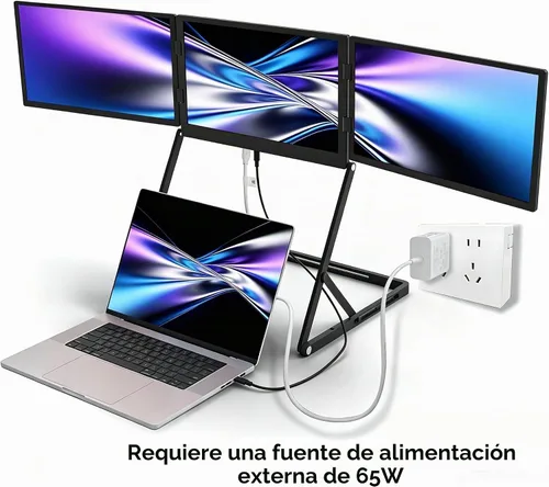 Vista 2 de Extensor de monitores portátiles triple FHD IPS 60Hz de 15.6