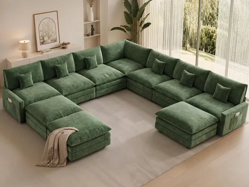 Vista 56 de Sofá seccional modular de 107", sofá de nube en forma de L con otomana Negro