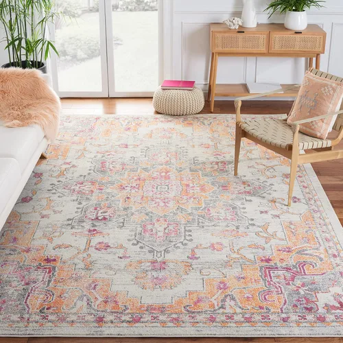 Vista 108 de Safavieh MAD473E - Tapete con diseño de medallón desgastado, bohemio elegante, colección Madison, no suelta pelos, fácil de cuidar, alto tránsito