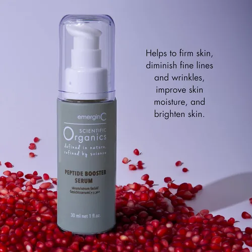 Vista 3 de EmerginC Scientific Organics - Suero facial potenciador de péptidos - Suero facial con kombucha, algas rojas + astaxantina antioxidante