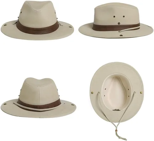 Vista 7 de TOP-EX Sombrero de sol Safari Aussie para hombres y mujeres, UPF 50+ ala Beige-blanco.