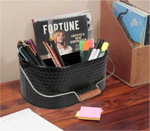 Vista 4 de Bedding Craft Organizador de utensilios galvanizado – Soporte de metal para cocina, picnic y fiestas, organizador rústico para negro, cubiertos