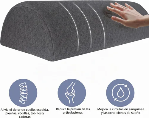 Vista 2 de Almohada de rodilla Half Moon Bolster, almohada de espuma viscoelástica para aliviar el dolor de espalda, cuña lumbar redonda para piernas que