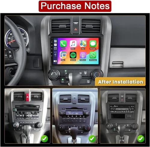 Vista 2 de Estéreo de coche 1+32G para 2007-2011 Honda CRV Radio con HiFi Apple Carplay Android Auto, pantalla táctil de 9 pulgadas con espejo Link Bluetooth