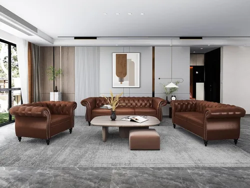 Vista 29 de AVZEAR Juego de sofá modular de 2 piezas para sala de estar, sofá tapizado, moderno juego de sofás estilo con botones acolchonados, sofá Beige