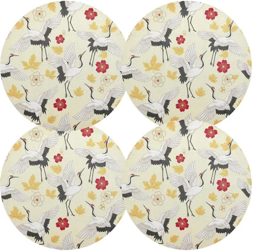 Vista 2 de Elegant White Cranes PVC Plate Mat, Washable Heat Resistant Mats for Kitchen one sizex1