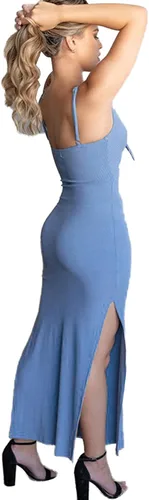 Vista 3 de LYANER - Vestido largo de punto sin mangas con nudo y dobladillo con abertura lateral para mujer