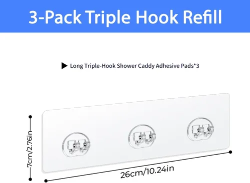 Vista 3 de Shower Caddy Adhesive Replacement Hooks, Heavy Duty Adhesive Strips