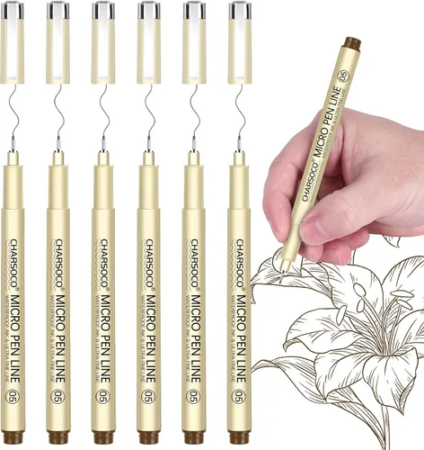 Vista 12 de XS Micro Pen, paquete de 6 bolígrafos negros de punta fina con tinta de archivo impermeable, bolígrafos de tinta fina de 0.039-0.079 in