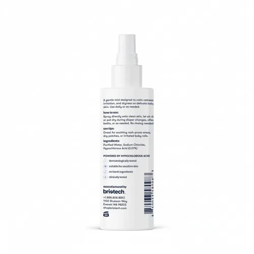 Vista 6 de Aerosol para piel de bebé Briotech Neblina suave de ácido hipocloroso para calmar, apaciguar y limpiar la piel delicada Aprobado por pediatras