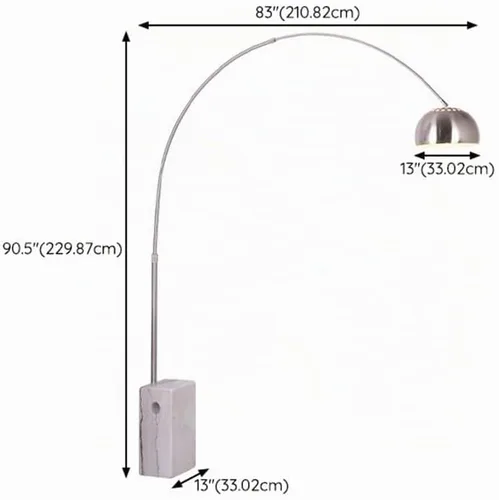 Vista 5 de LITFAD Lámpara de pie moderna de arco de altura flexible con interruptor de pie y base de mármol, luz de pie de acero inoxidable para sala de estar