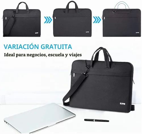 Vista 5 de Voova Bolsa para laptop de 13 14 pulgadas, funda impermeable para computadora con correas para el hombro y asa compatible con MacBook Air 13 Negro