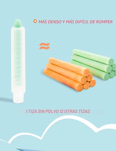Vista 4 de luckyrain - Tiza no tóxica sin polvo con soporte para niños, tiza de colores, 24 unidades lavable y adecuado para varios materiales tiza