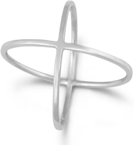 Vista 2 de Sterling Silver "X" Criss-Cross Long Ring