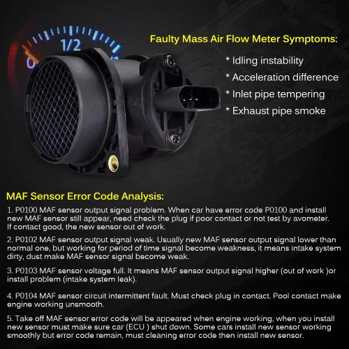 Vista 37 de Medidor de sensor de flujo de aire masivo MAF compatible con Ford con E-150 4.6L, 5.4L 2004-2014, para Ford E-150 Club Wagon 5.4L Reemplazo