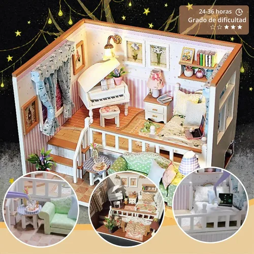 Vista 9 de Flever Kit de casa de muñecas en miniatura, habitación creativa con muebles para regalo romántico de San Valentín (debido a conocerte)