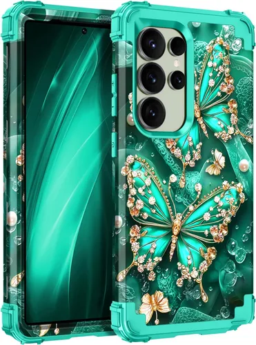 Vista 51 de Miqala Funda para Galaxy S24 5G, brilla en la oscuridad, tres capas, resistente, a prueba de golpes, protección completa, parachoques de plástico