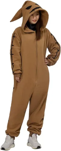 Vista 4 de Oogie Boogie - Disfraz unisex de pijama de Navidad para cosplay Marrón claro
