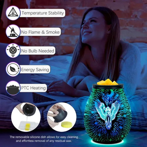 Vista 2 de EQUSUPRO Calentador de cera derretida, quemador de cera para cera perfumada, calentador de fragancia eléctrico para cubos de cera y tartas, diseño