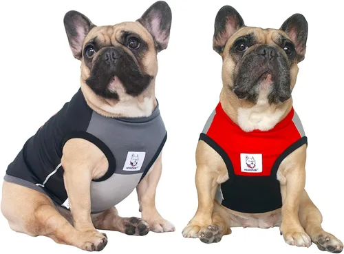 Vista 45 de iChoue - Camisetas de rayas de algodón 100% transpirable para Bulldog francés, chaleco de Halloween para perros medianos, camisetas Frenchie Pug