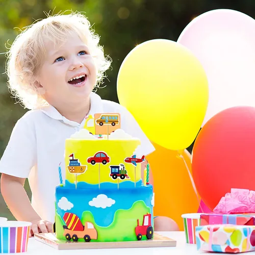 Vista 4 de Paquete de 30 adornos para cupcakes de transporte, para automóvil, camión, tren, avión, barco, fiesta, decoración de tartas para niños, cumpleaños