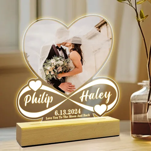 Vista 2 de Canción acrílica personalizada con foto, regalo personalizado para novio, novia, cubierta de álbum acrílico, placa de música transparente