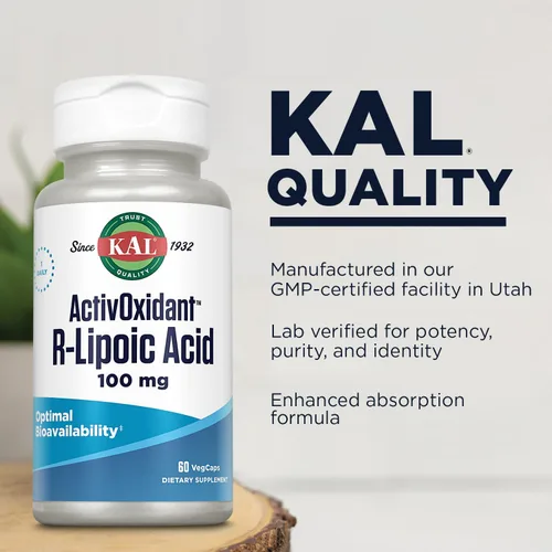 Vista 4 de Kal 100 mg de ácido R-lipoico Activoxidant Tabletas, 60