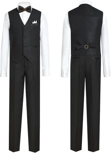 Vista 3 de ELPA ELPA Traje de esmoquin para niños, esmoquin floral ajustado para niños, esmoquin formal para graduación, Halloween, fiesta de Navidad