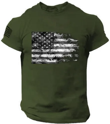 Vista 23 de Camisetas de verano para hombre, estilo casual, ajustado, manga corta, de algodón, patriótica, de Estados Unidos, con bandera americana, camiseta