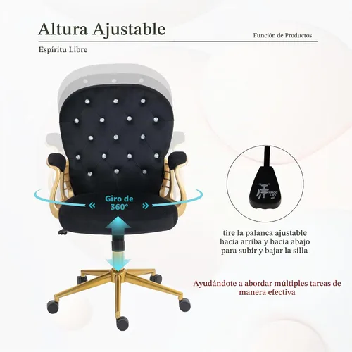 Vista 5 de Silla de oficina en casa,Silla de escritorio de terciopelo, cómoda silla de Negro