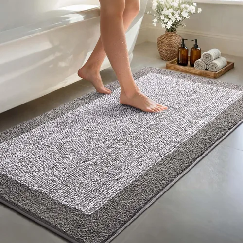 Vista 72 de Alfombras de baño de 17 x 24 pulgadas, antideslizantes, lavables, color gris, para bañera, tapete de baño para baño, tapete suave y absorbente
