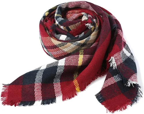 Vista 4 de American Trends Womens Fall Winter Scarf Plaid Tassel Soft Warm Blanket Scarves Womens Shawl Wraps