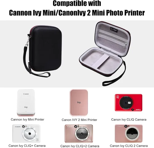 Vista 2 de LTGEM - Funda rígida para impresora fotográfica Canon Ivy 2 Mini/Ivy y CLIQ CLIQ CLIQ+ CLIQ 2 CLIQ+2 Impresora de cámara instantánea (negro + gris)
