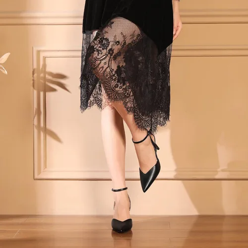 Vista 3 de RIBONGZ Zapatos de boda para mujer, con purpurina, punta puntiaguda, tacones altos, sexy, con correa al tobillo, zapatos de vestir para fiesta