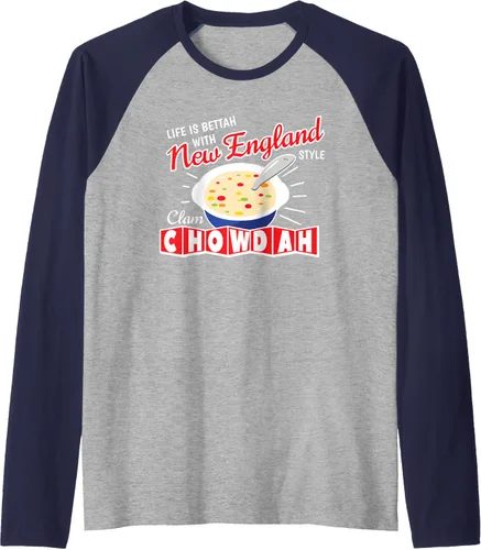 Vista 5 de Camiseta de béisbol raglán con diseño de almejas estilo New England, Negro, S