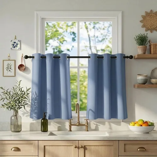 Vista 16 de RYB HOME - Cortinas para armario de 36 pulgadas, cortinas para oscurecer la habitación con ojales resistentes a la oxidación, cortinas de Aqua
