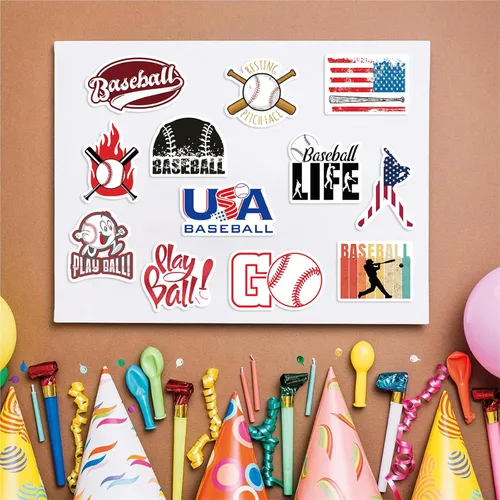 Vista 4 de 50 calcomanías de béisbol, calcomanías motivacionales para botellas de agua, regalos de equipo para amantes, niños, adolescentes y adultos