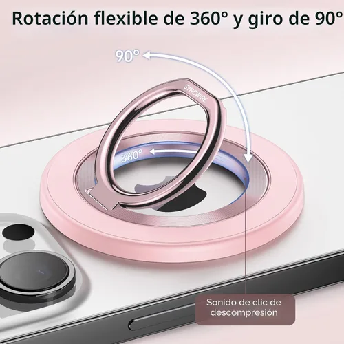 Vista 3 de SYNCWIRE - Soporte magnético con aro para MagSafe, rotación de 360 grados, agarre y soporte para teléfono, aro para dedo, doble imán, compatible