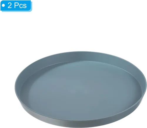 Vista 3 de PATIKIL Bandejas de servicio de restaurante de 14 pulgadas, 2 bandejas redondas antideslizantes para servicio de alimentos, bandeja de plástico