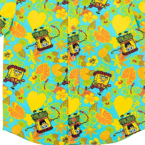 Vista 7 de Nickelodeon Bob Esponja Squarepants - Camisa hawaiana de manga corta con botones