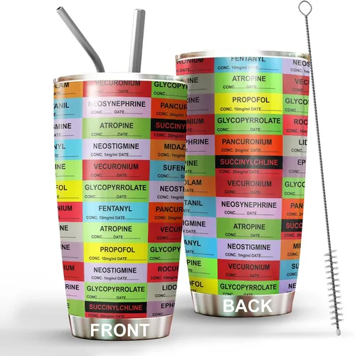 Vista 10 de Taza de Enfermera para Mujeres - Acero Inoxidable 20oz con Pajita y Tapa, Regalo de Graduación para Estudiante de Enfermería, Regalo para la Semana